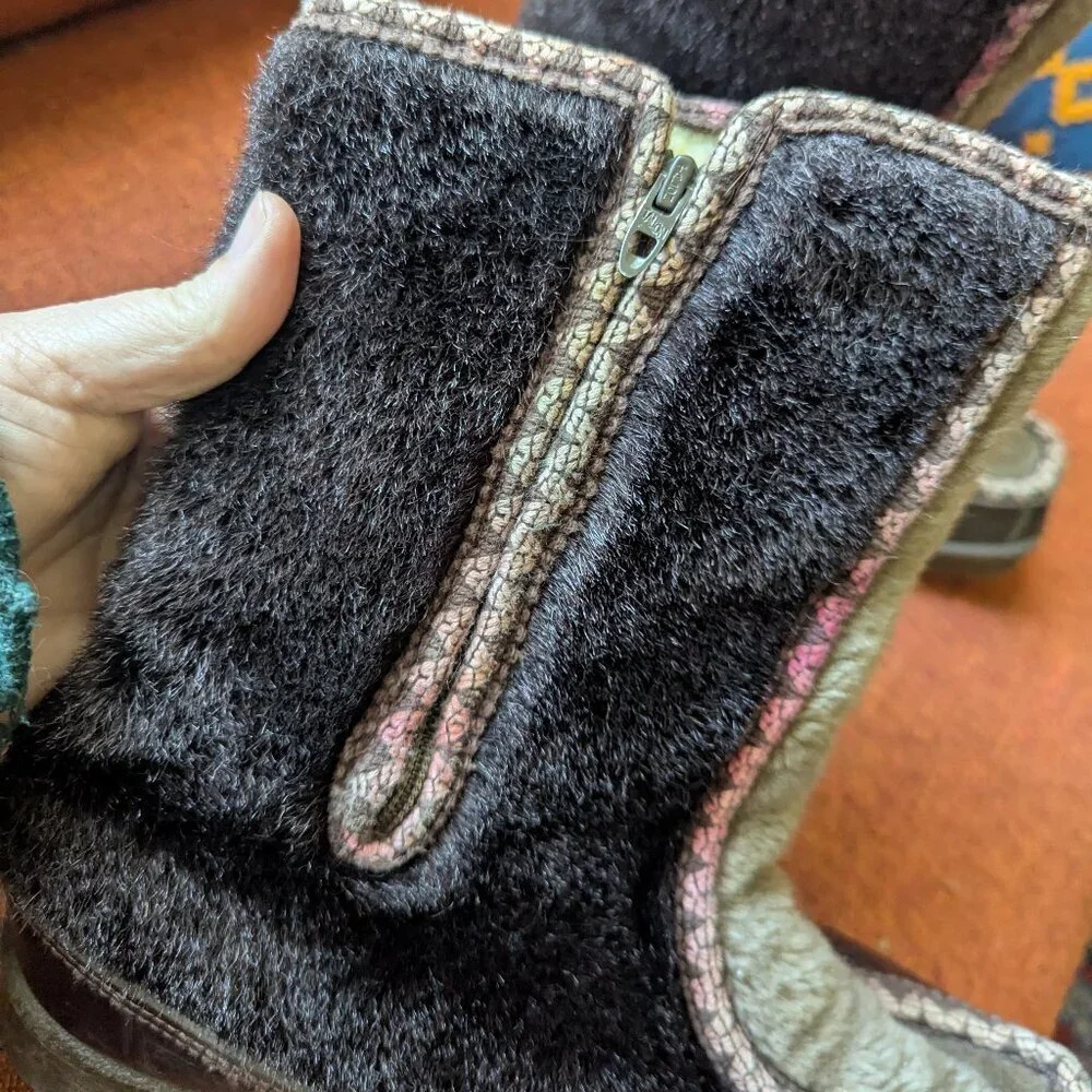 Vintage Scandi‎ Girl Fur Fleece Sherpa Boot Scandinavian Boho Snowland Winter 8